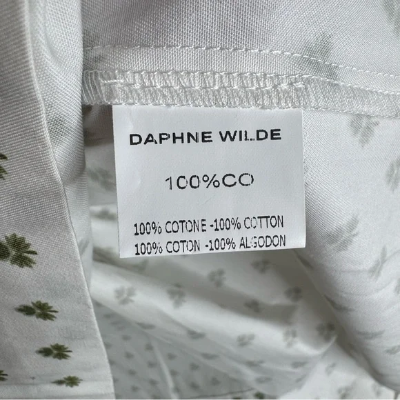 Daphne Wild White Clover Print Sleeveless Cotton Midi Dress Cottagecore Size 1 - Picture 6 of 9